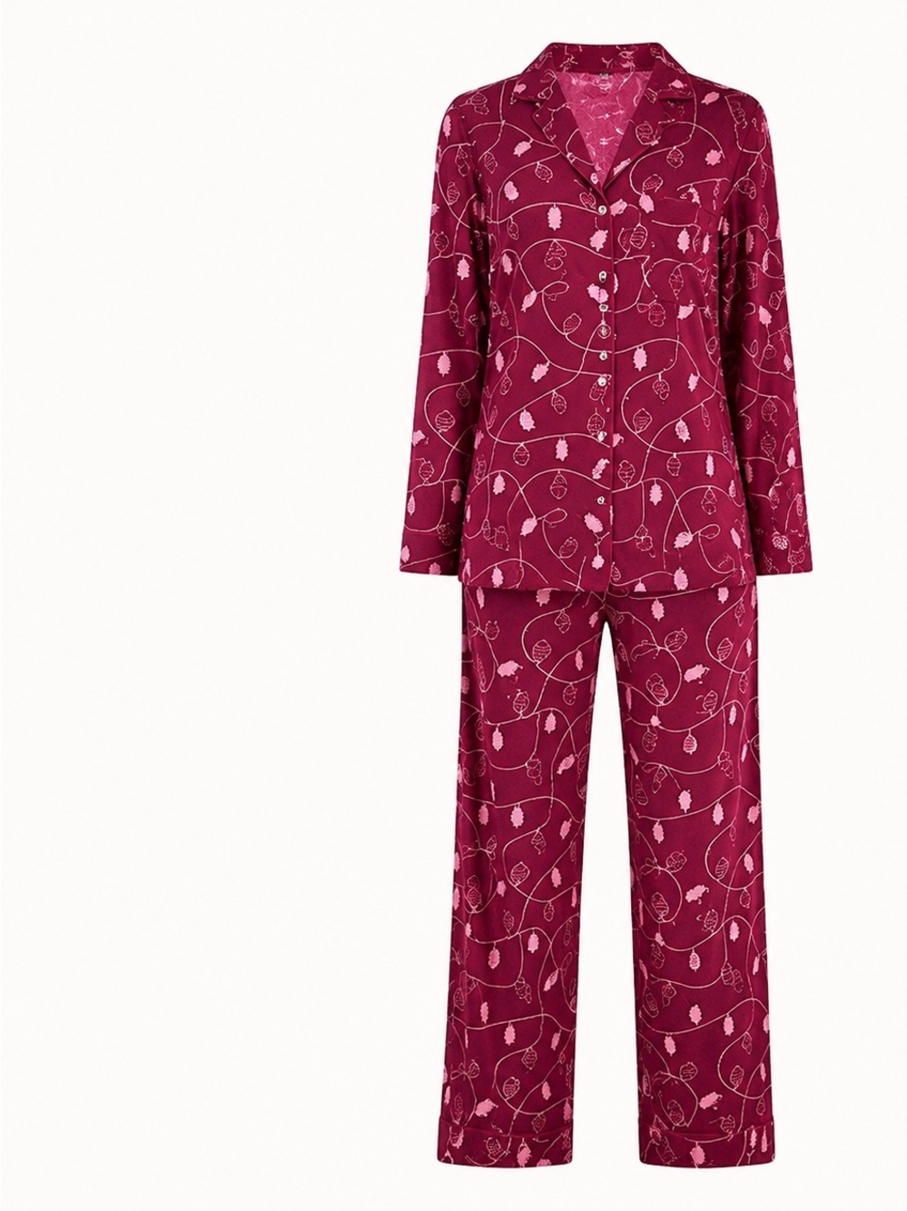 Jenni Holiday Christmas Pink Super Soft Women’s Pajama Set Notched Collar NWT